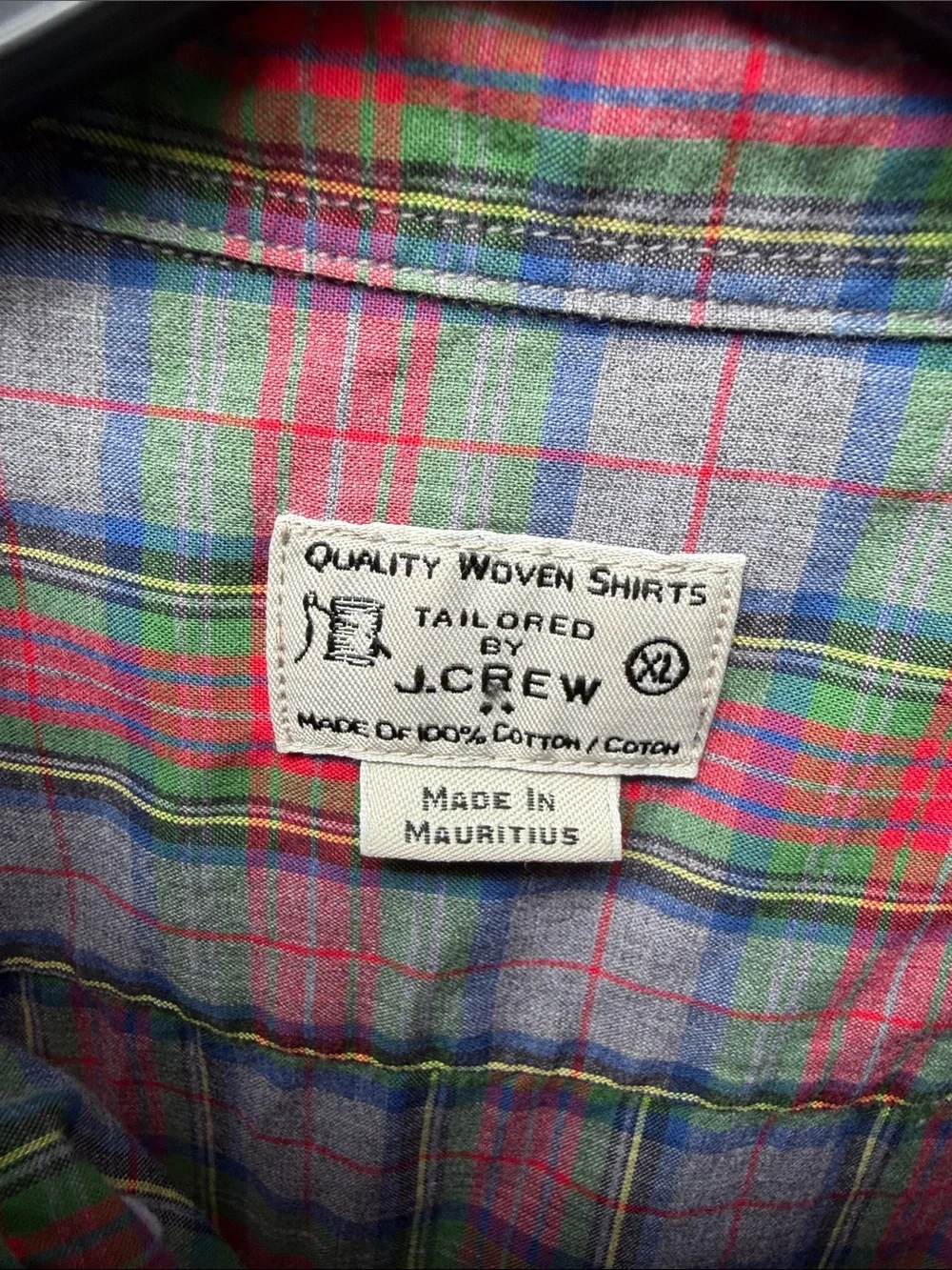J. Crew Red-Green- Gray- Blue Plaid Button-Down Shirt